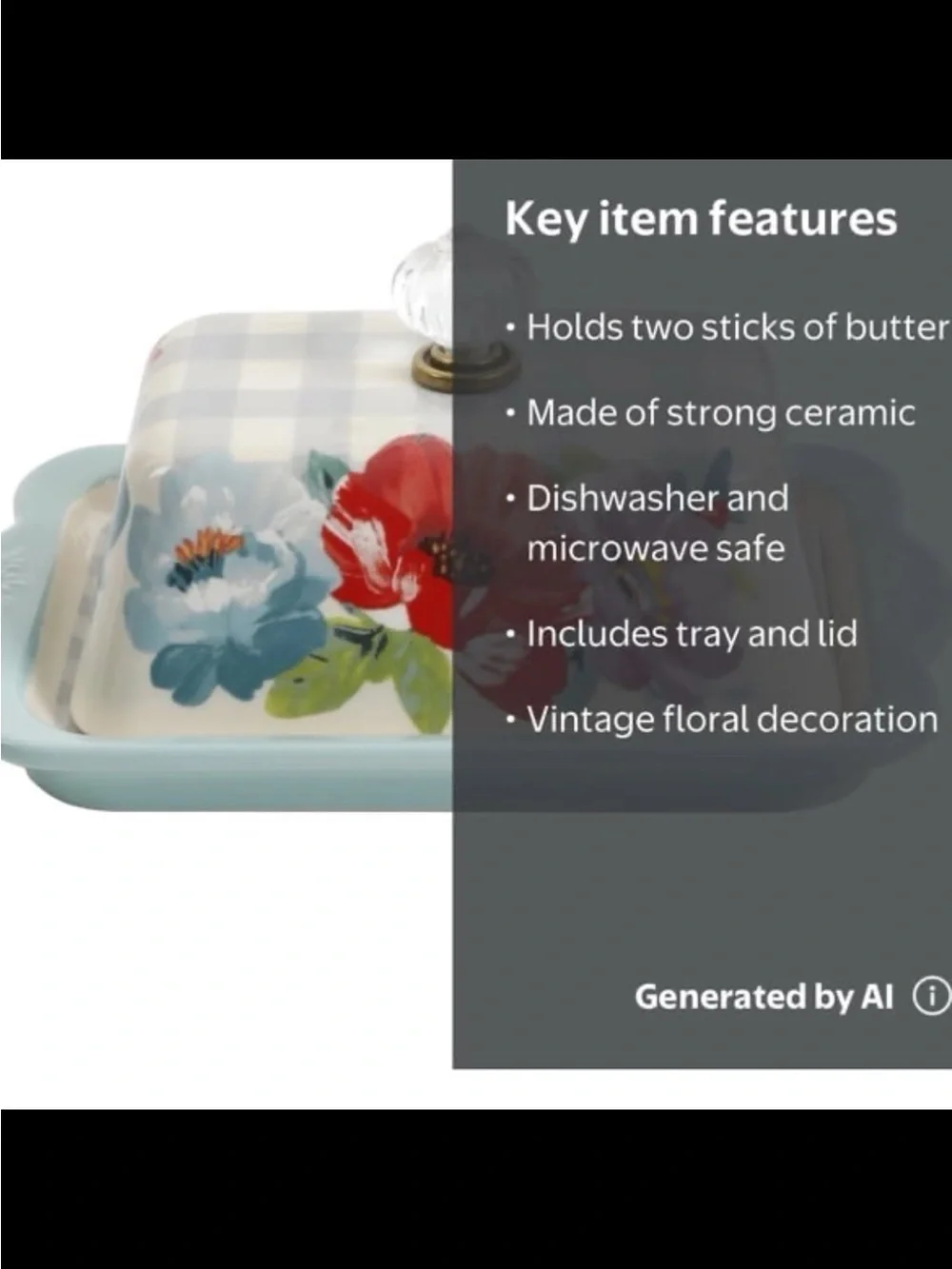 The Pioneer Woman Sweet Romance Ceramic Double Stick Blue Butter Dish
